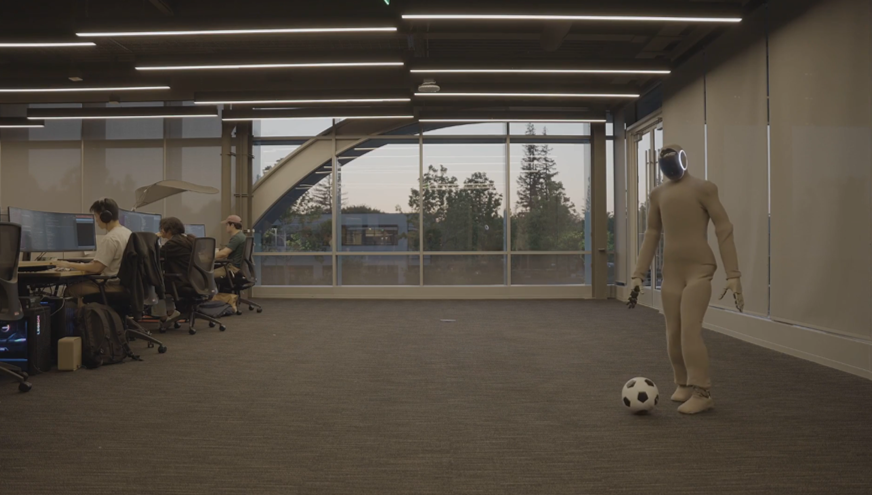 Neo, the humanoid robot playing soccer