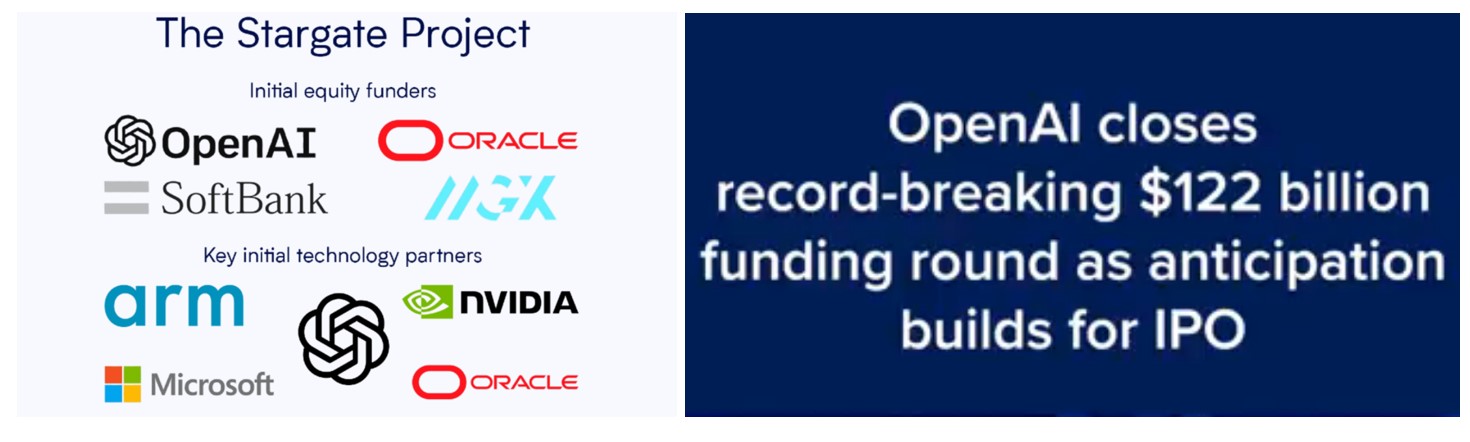 Stargate project and partners, and OpenAI's mega capital raise of $122B